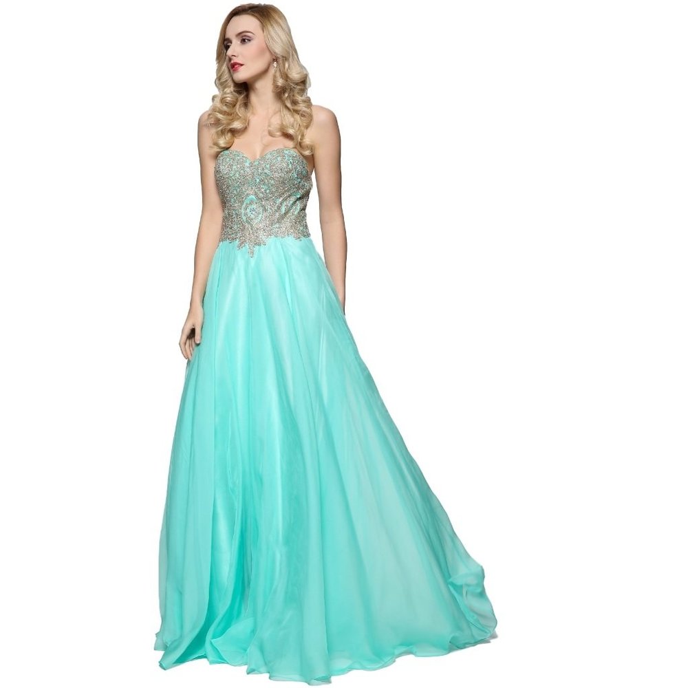 NEW Women's Formal Embroidery Sweetheart beaded Long Evening Gown prom dress
